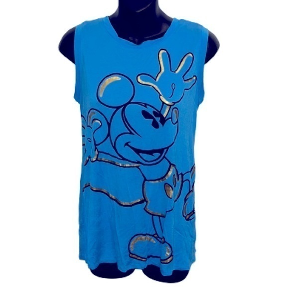 Disney Tops - Disney Parks bright blue Mickey sleeveless open back t-shirt size S